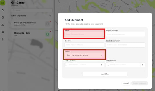 Creating a Shipment Step 2